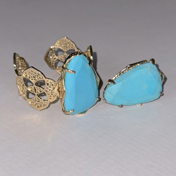 Vintage Kendra Scott Gold and Turquoise Statement Ring and Cuff Bracelet - Picture 14 of 14